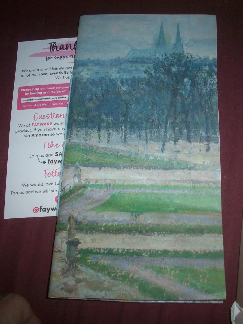 Fayware Vintage Ephemera journaling Book only Forest w/ Church in Background